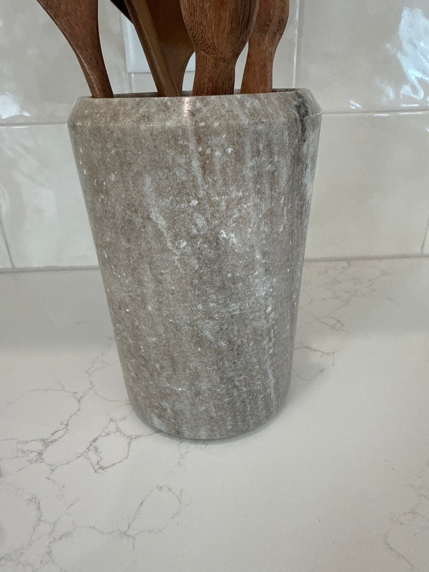 Brown Marble Utensil Holder