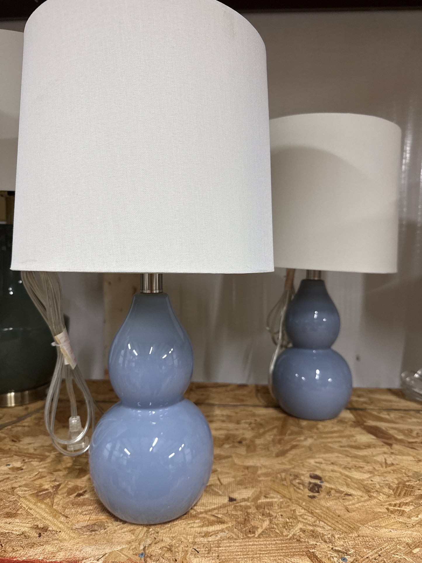 Blue Double Gourd Ceramic Table Lamp (Set of 2)