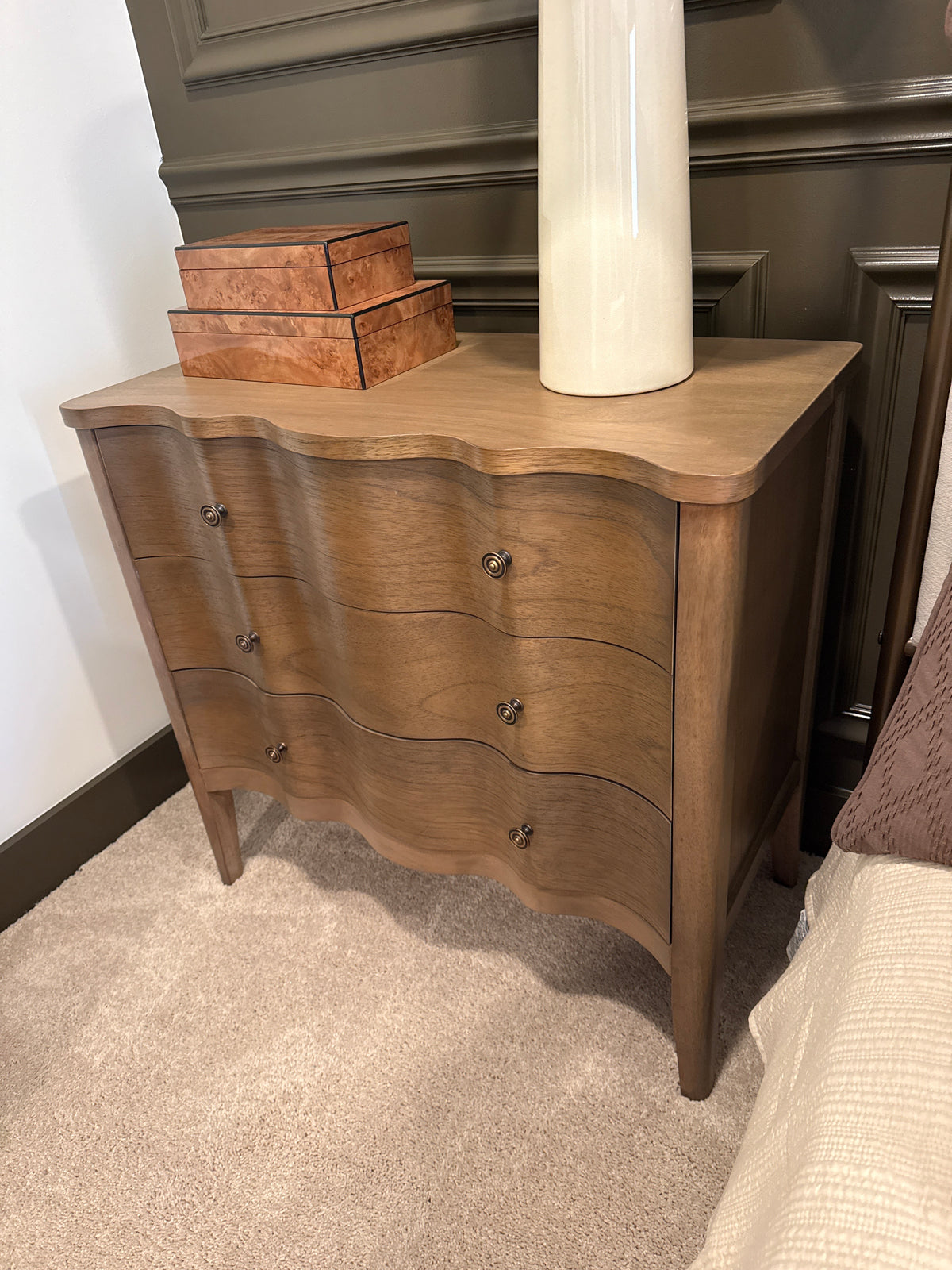 Wavy Walnut 3 Door Cabinet