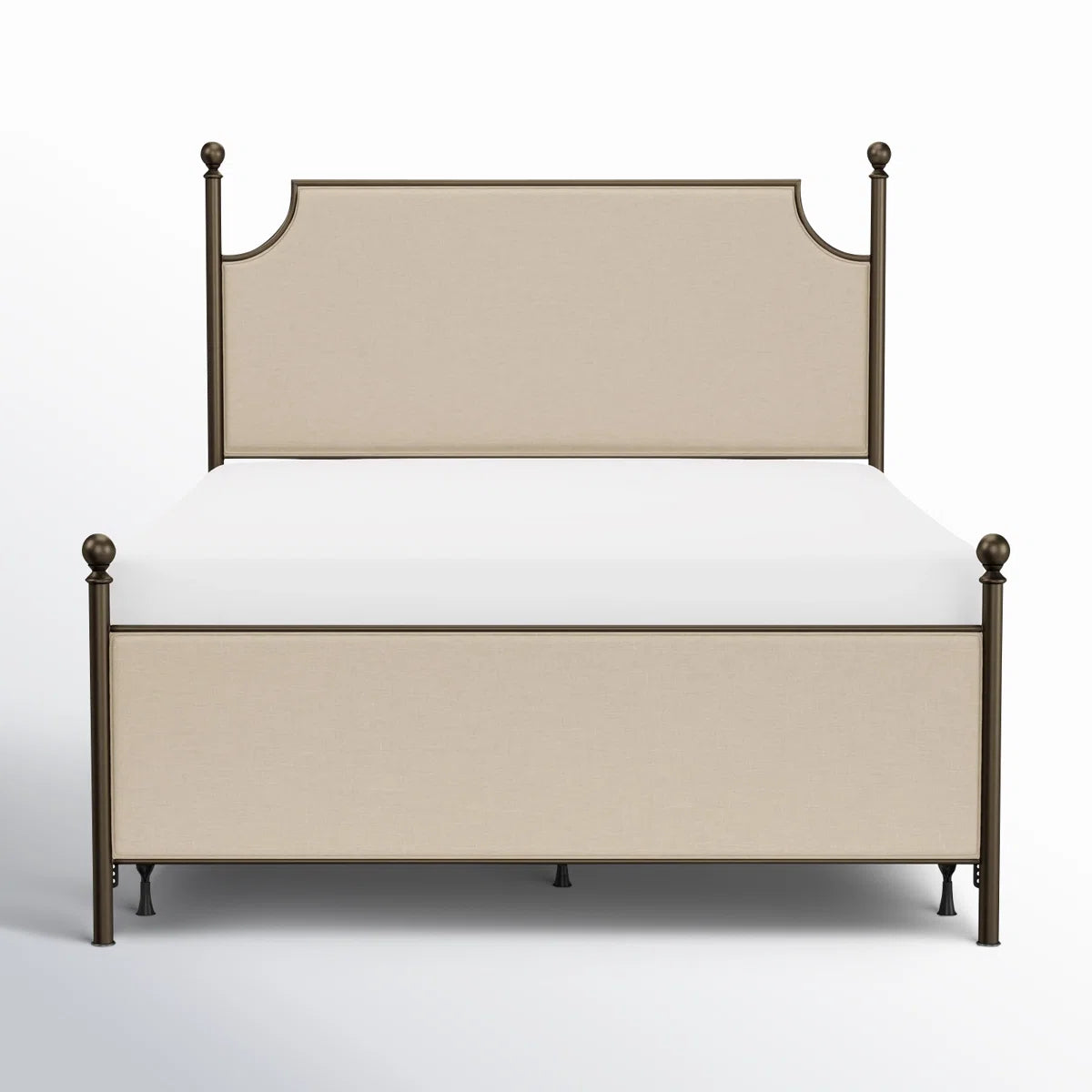 Oil Rubbed Bronze & Tan Upholstered Headboard / Footboard