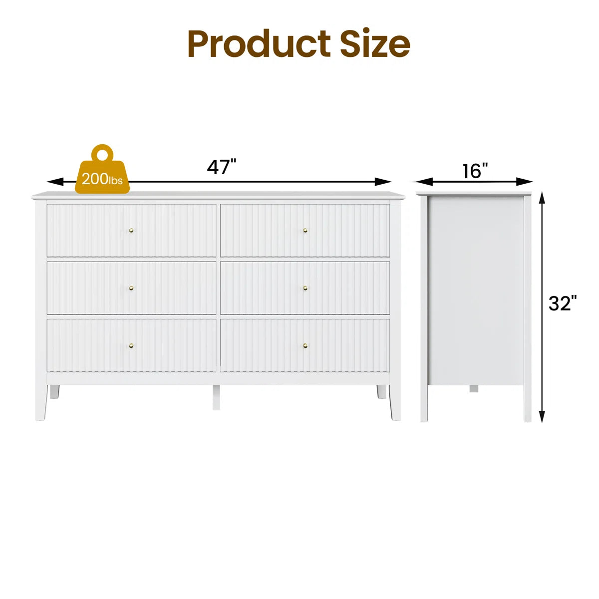 White Panel Amberrae 47'' W 6 - Drawer Dresser