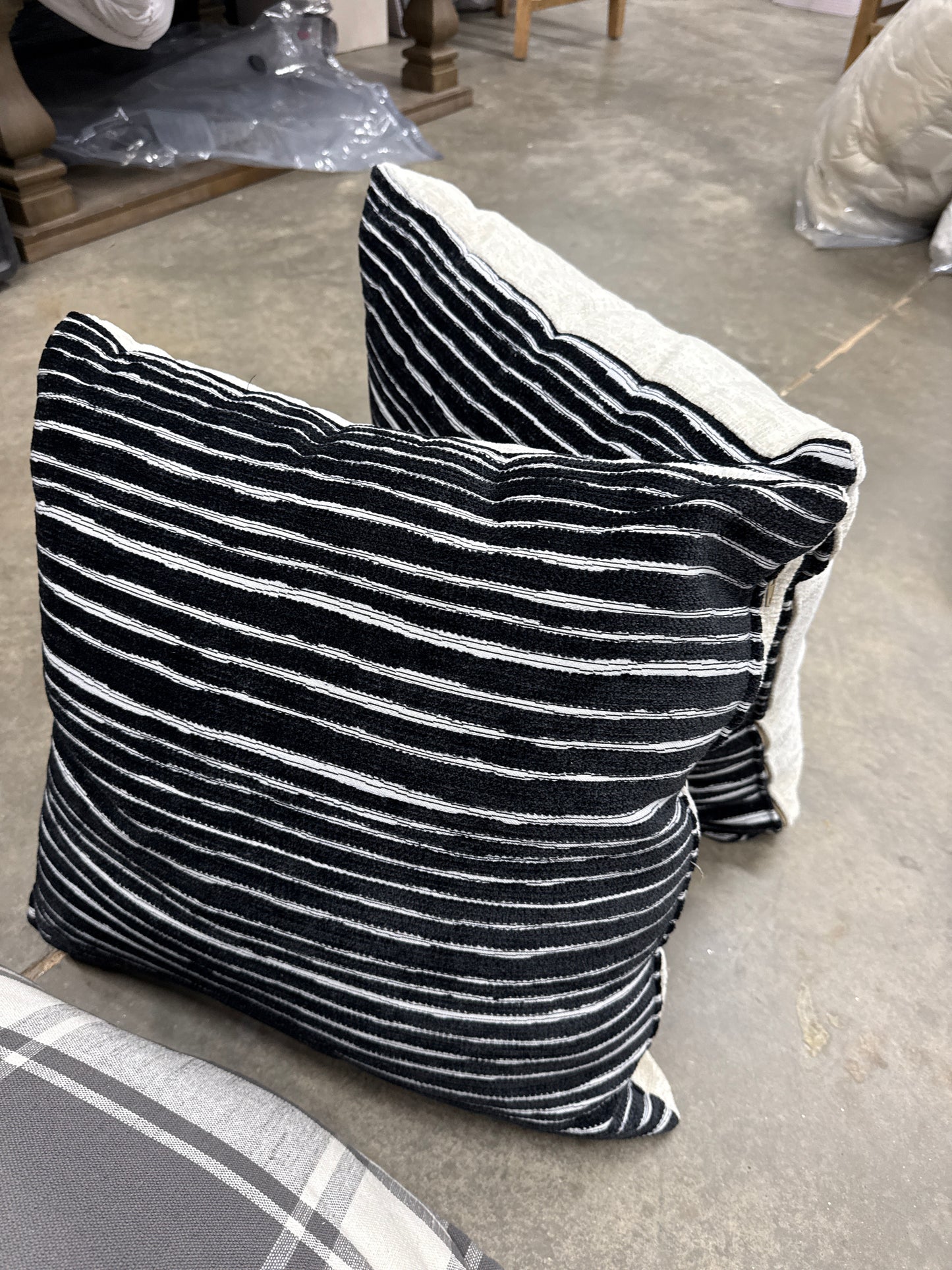 Black & White Striped Throw Pillows (Set of 2)