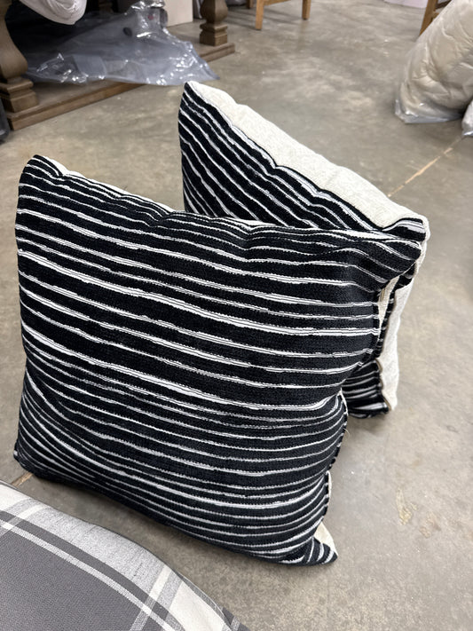 Black & White Striped Throw Pillows (Set of 2)