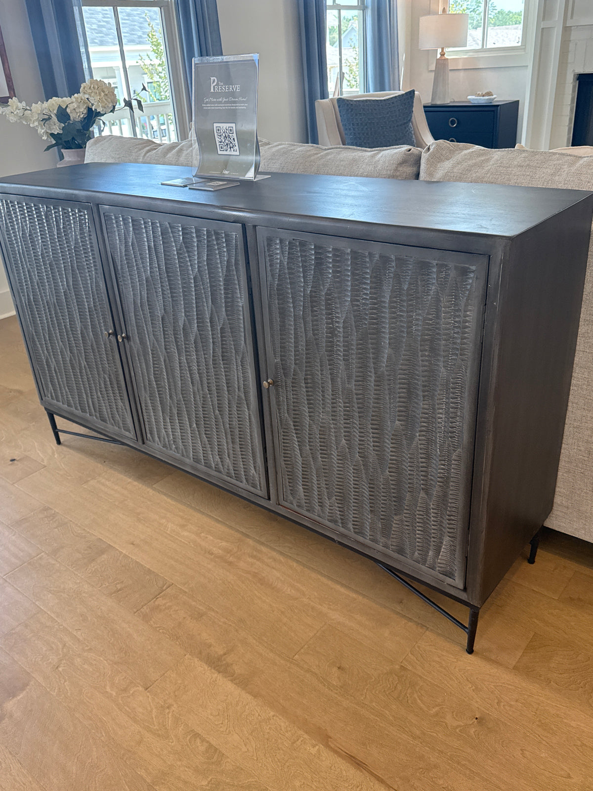 3 Door Modern Wood Textured Console