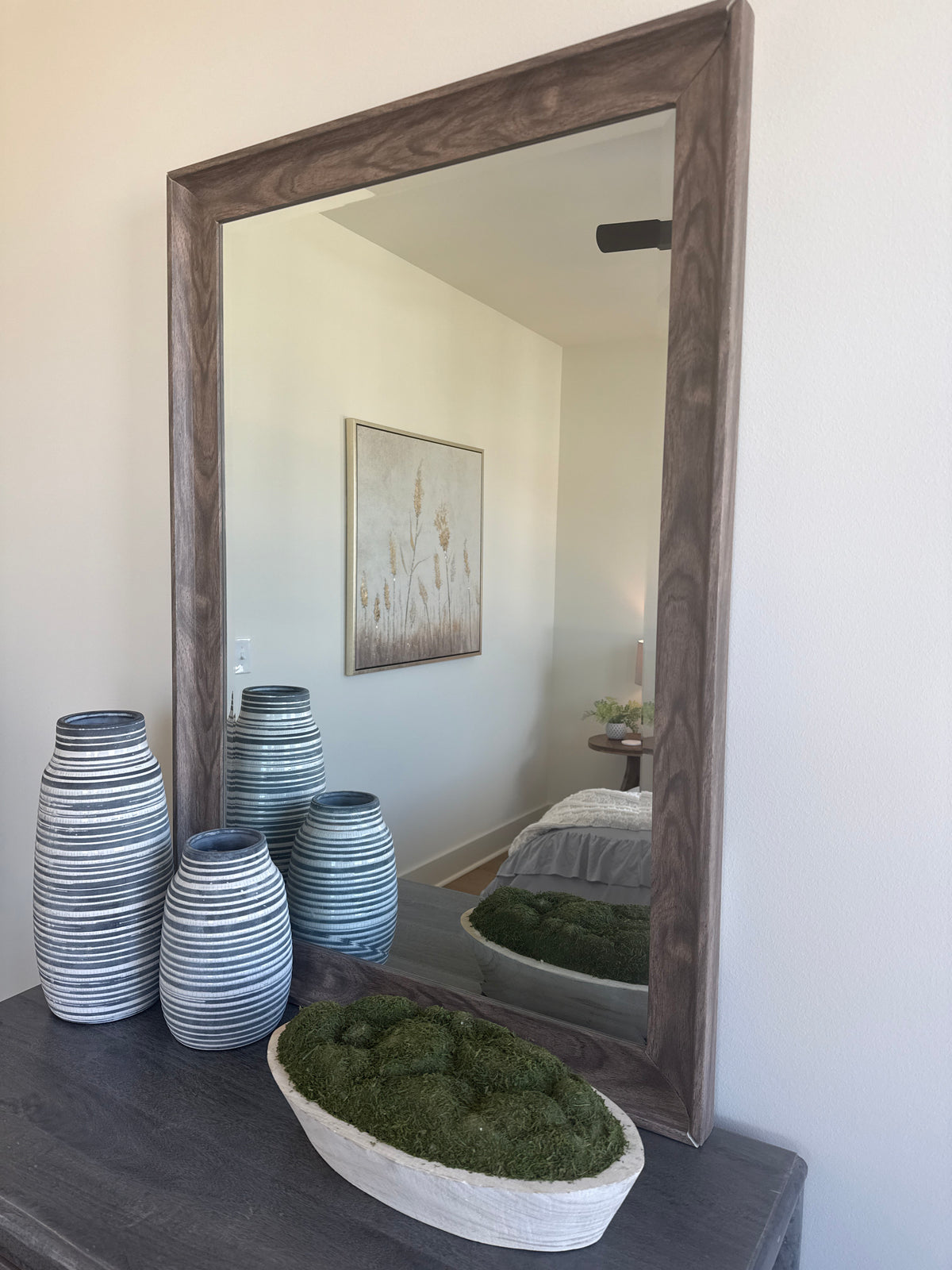 Rectangle Dark Wood Mirror
