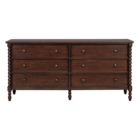 Morocco Brown 6-Drawer Wood Large Dresser