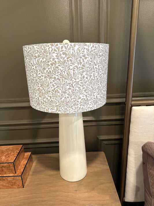 Off White Lamp w/ Greenery Patterned Shade