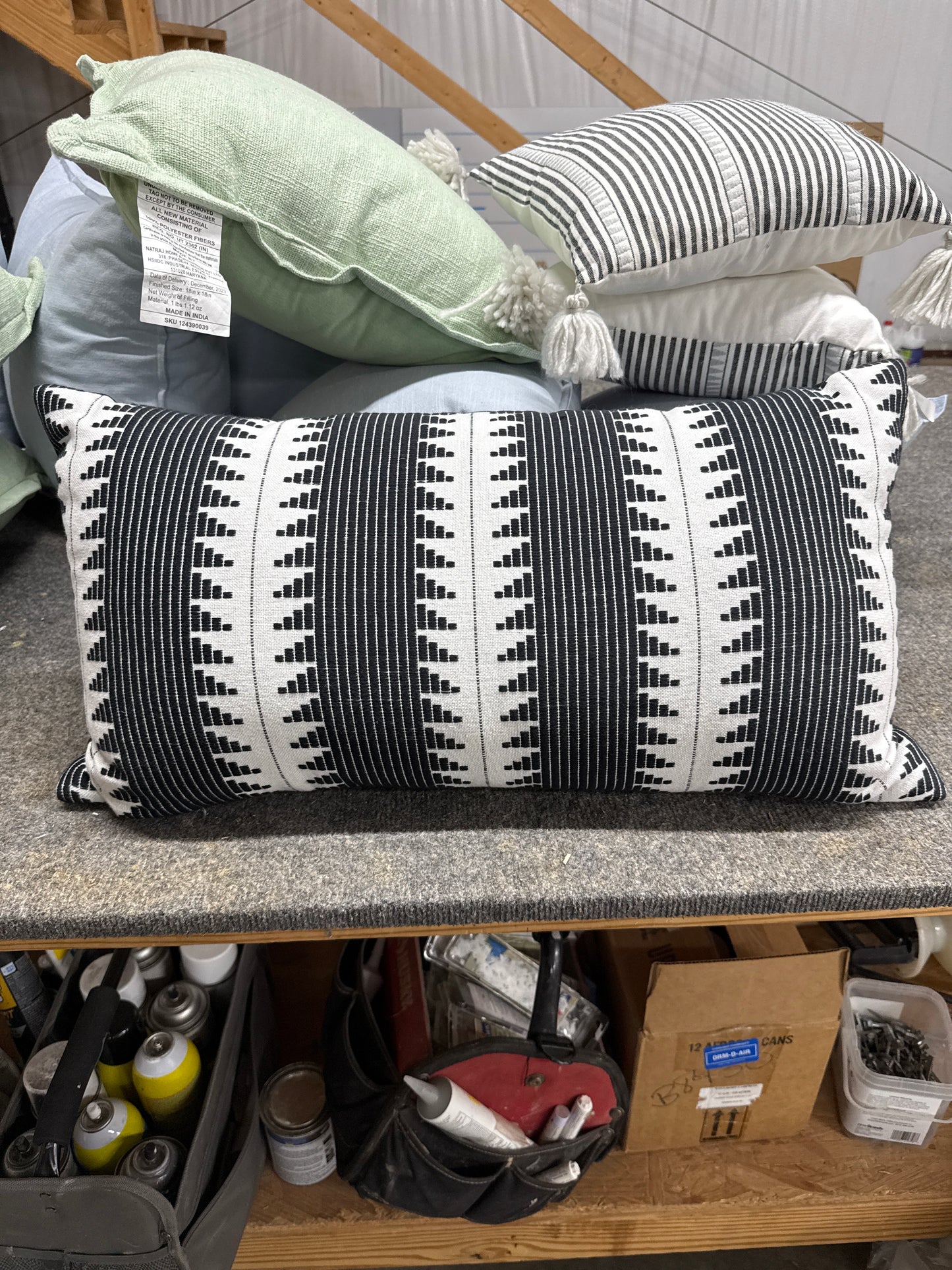 Black & White Geometric Lumbar Pillow