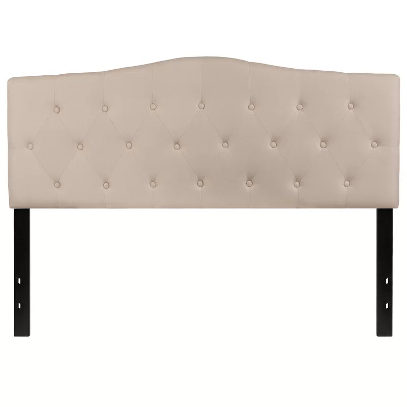 Beige Arched Button Tufted Headboard