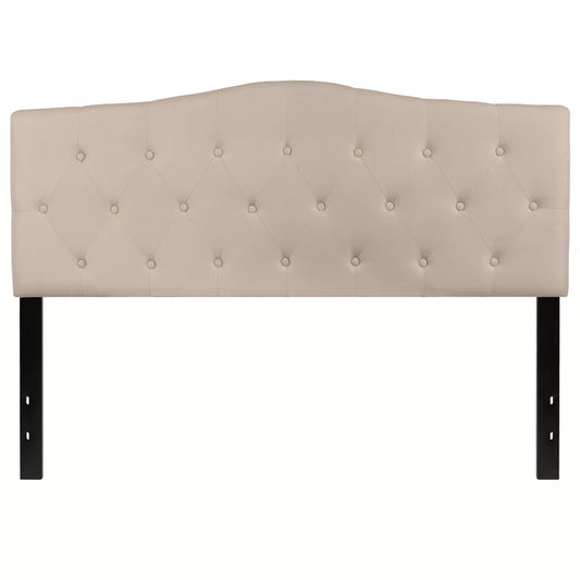 Beige Arched Button Tufted Headboard