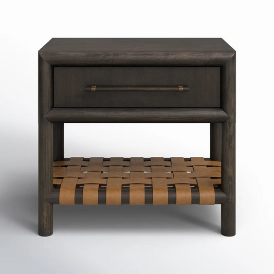 Drawer Leather Nightstand