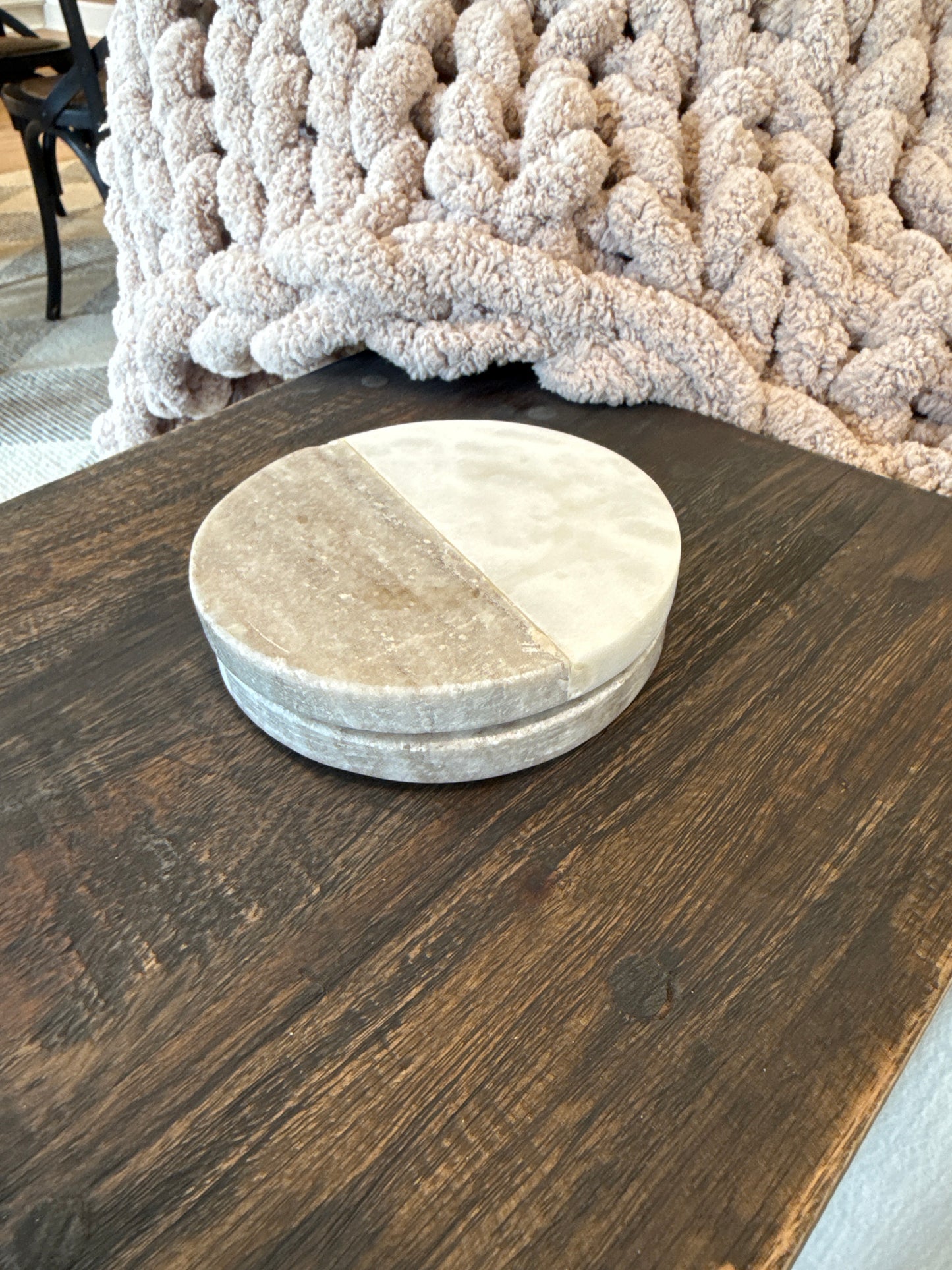 Gray and White Marble Cupholders (Set of 2)