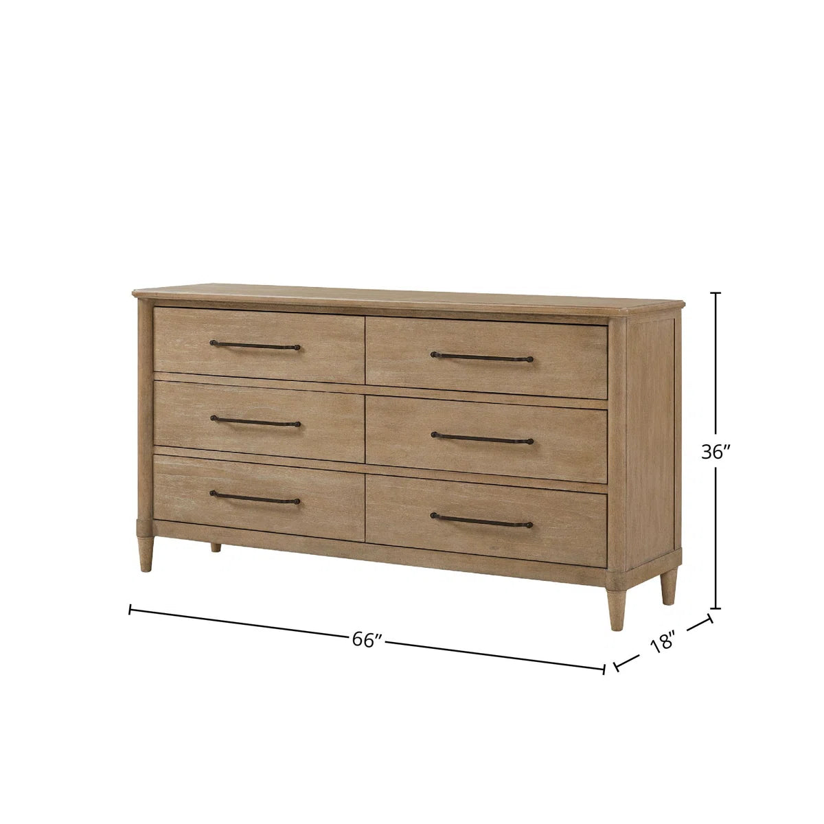 Dana Heights 6-Drawer Dresser – Sand Finish