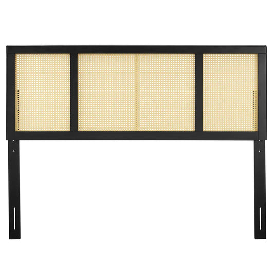 Woven and Wood Black and Natural Headboard - Queen