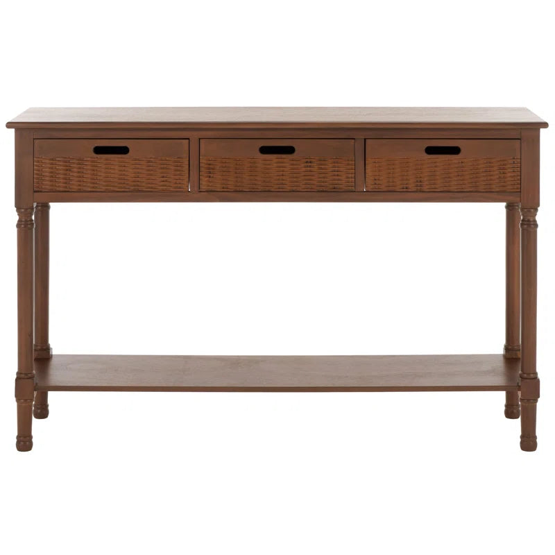 Brown Console Table Three Drawer