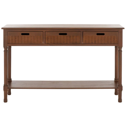 Brown Console Table Three Drawer