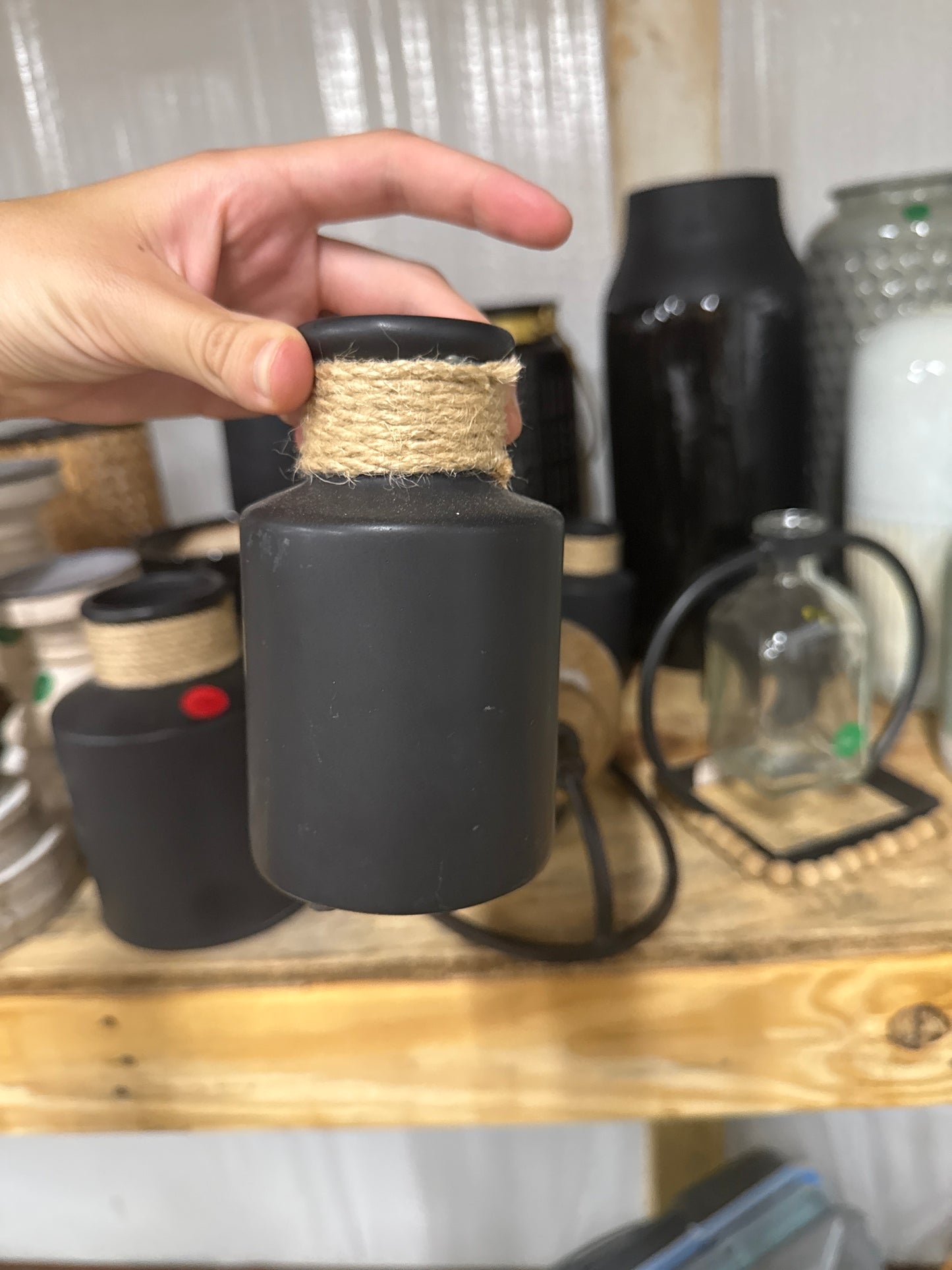 Black Vase with Rope Design - Small