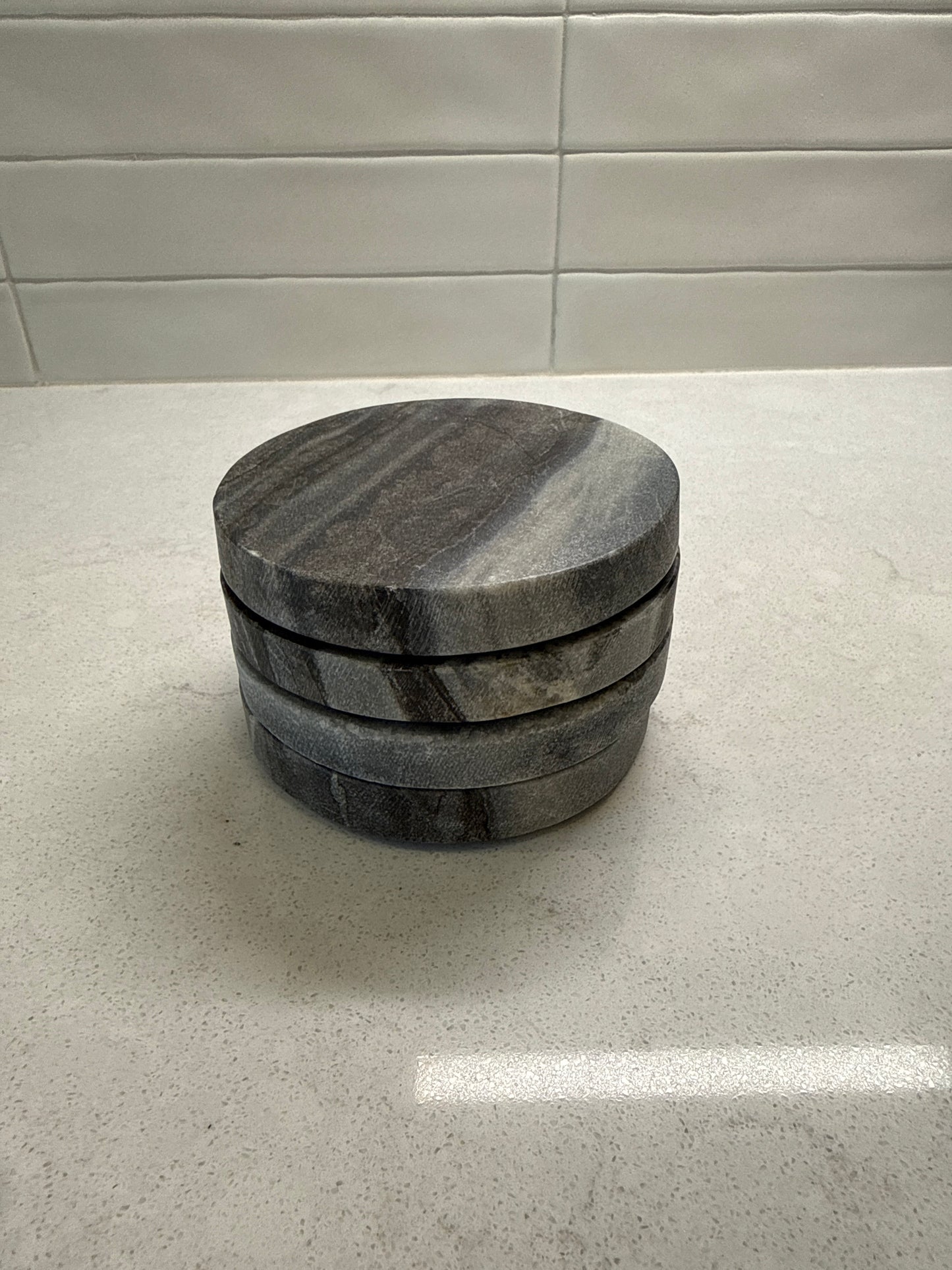 Dark Marble Coasters Set of 4