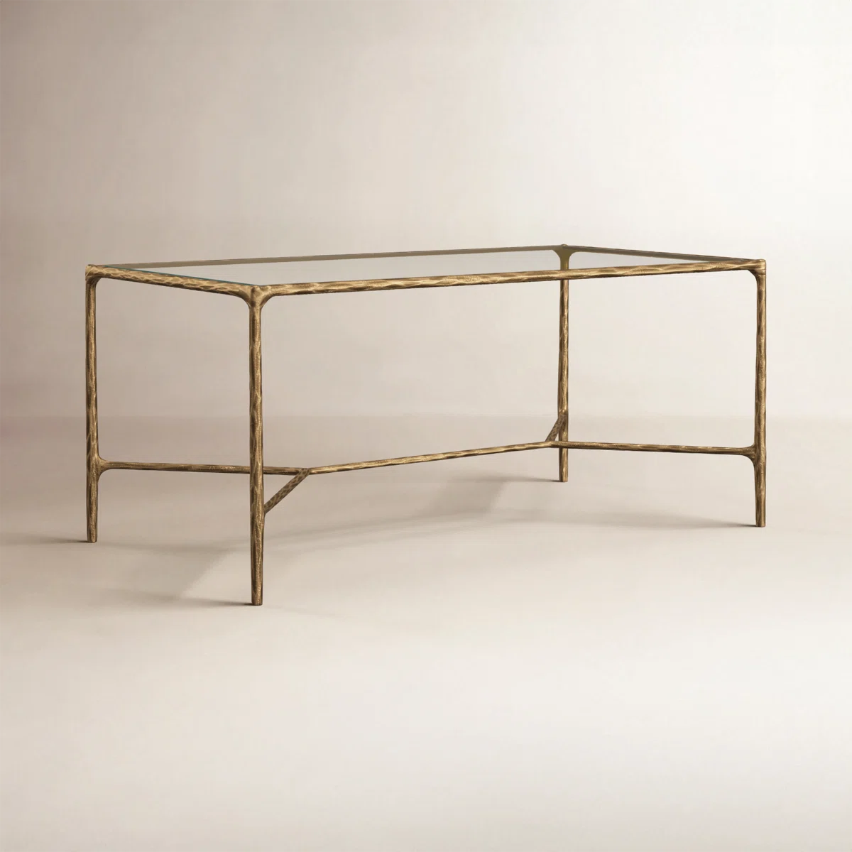 Brass Iron and Glass Coffee Table