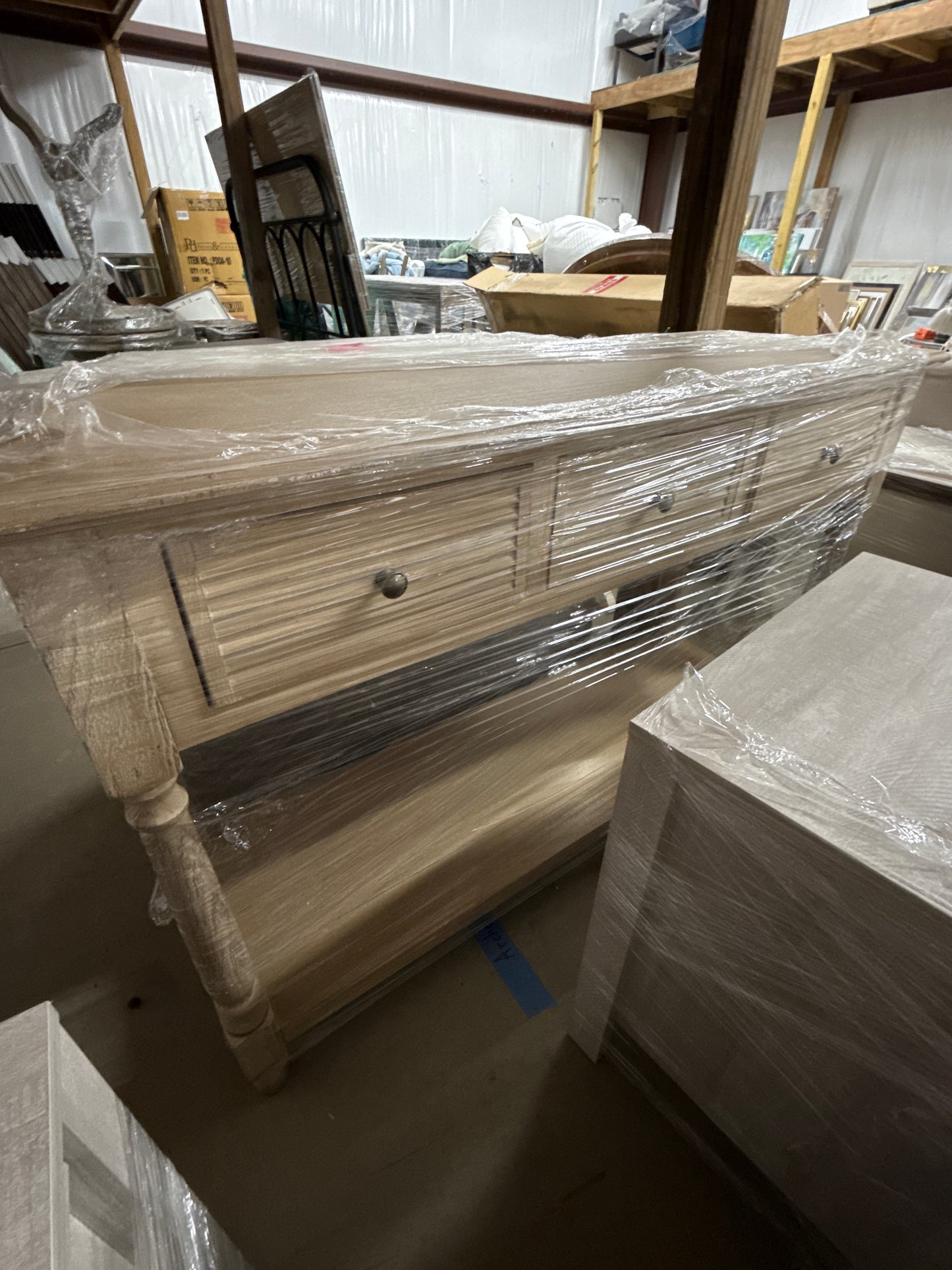 Whitewash Wood Console Table with Drawers
