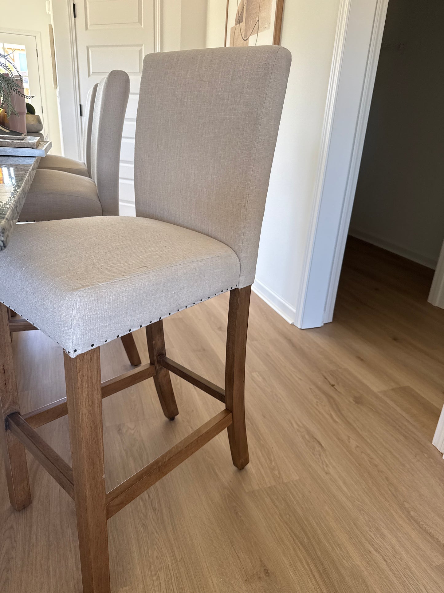 Ivory Linen Bar Stool
