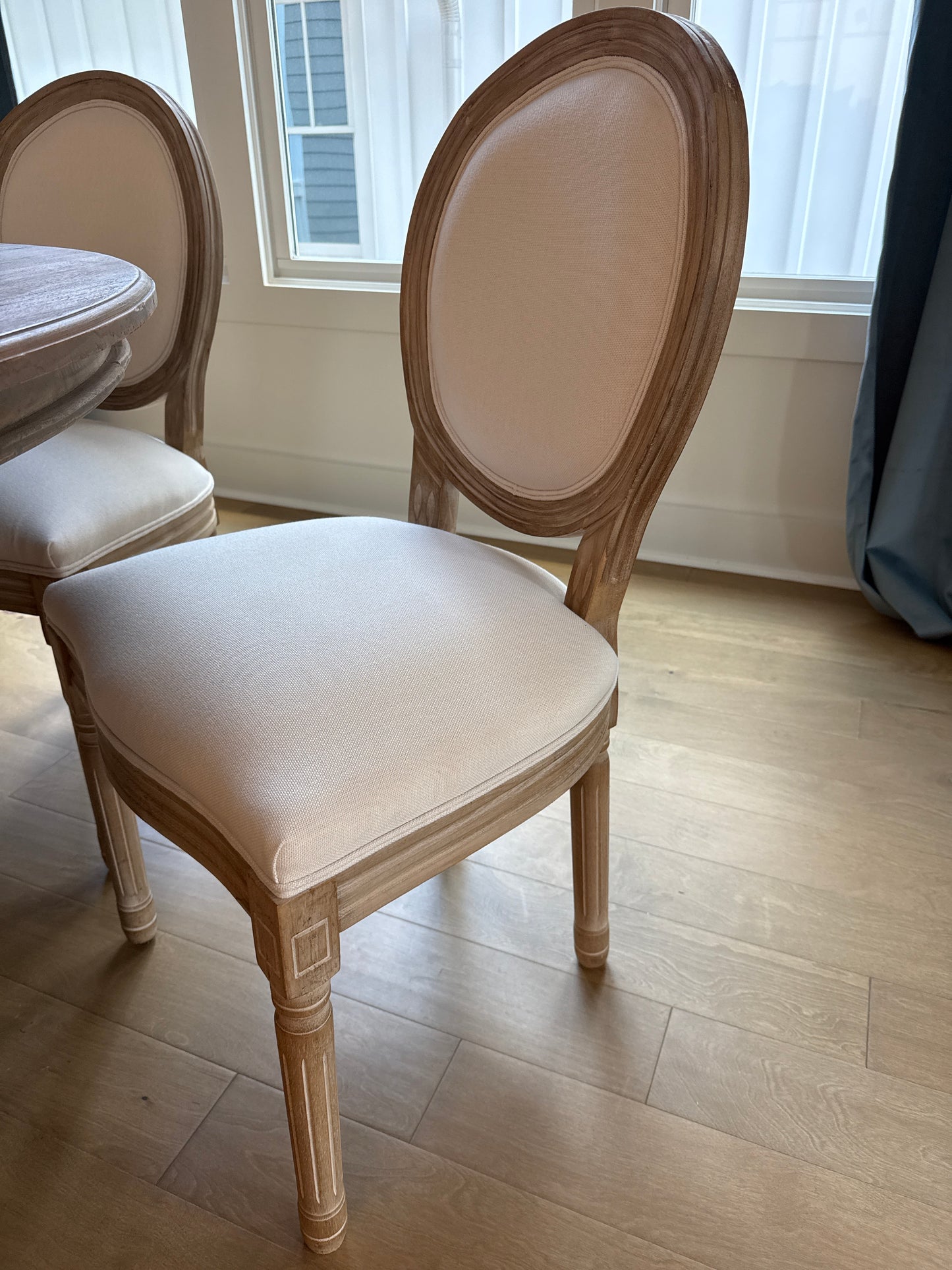 Light Wood King Louis Upholstered Dining Chair