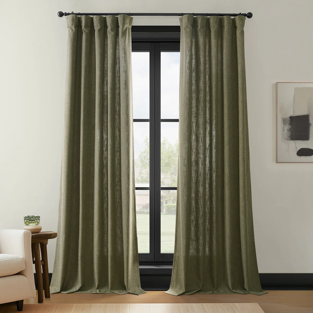 Green Linen Curtains - 108"