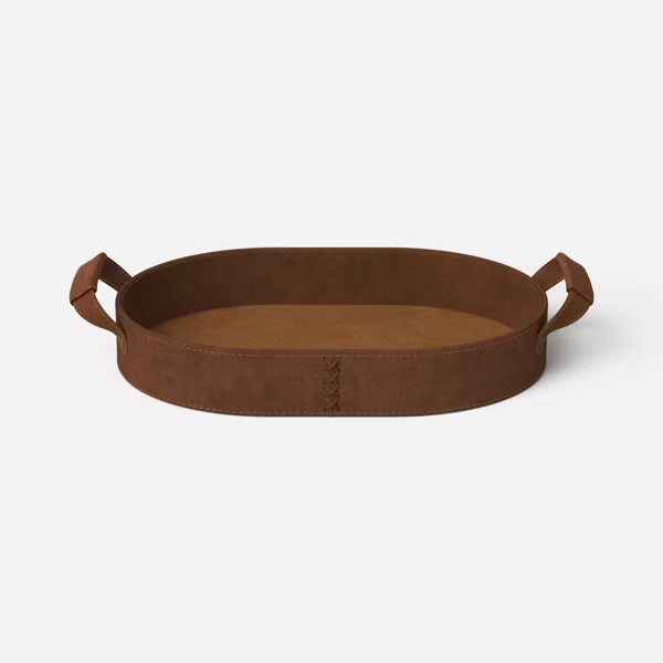 10"x14" Decorative Tray Loop with Handles Faux Suede