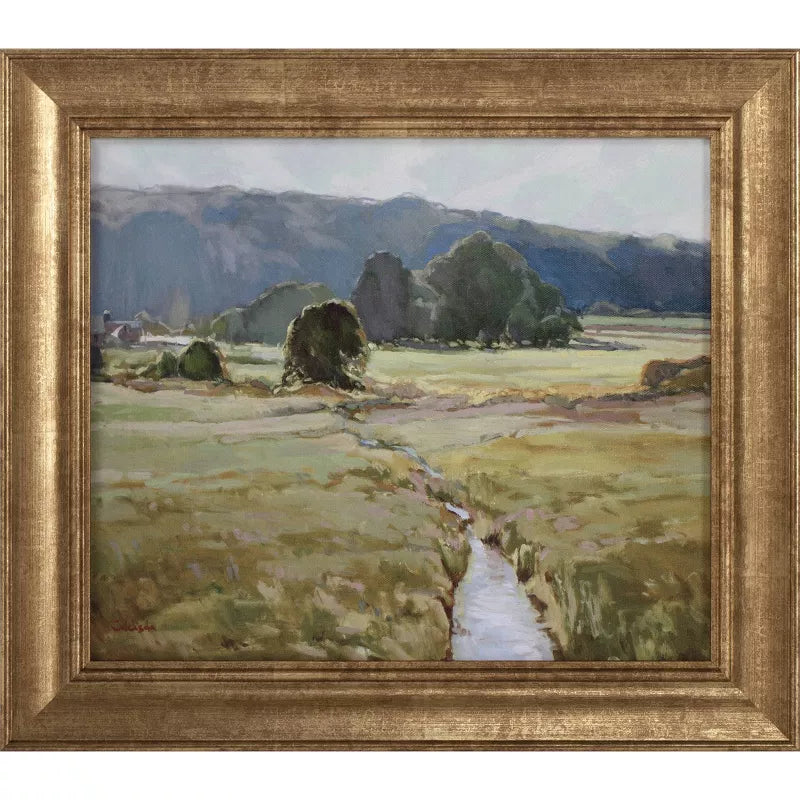 16" x 14" Summer Pasture Framed Wall Art Brass