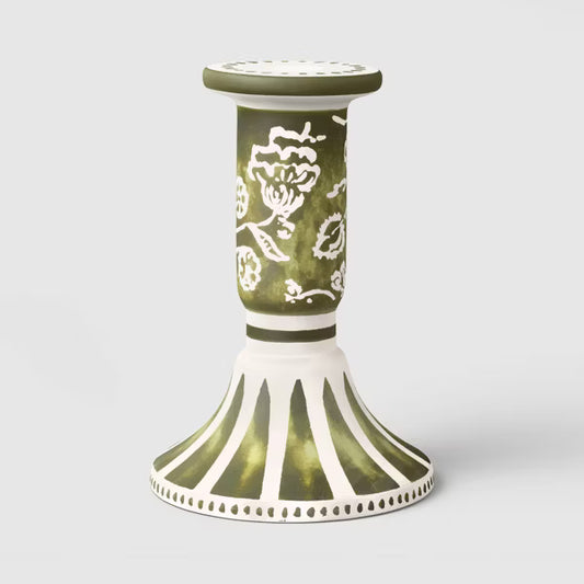 6"x4" Ceramic Mixed Floral Painted Taper Candle Holder