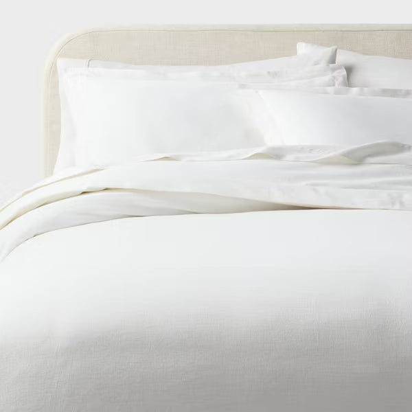 King Casual Textured Cotton Duvet Cover and Sham Set White
