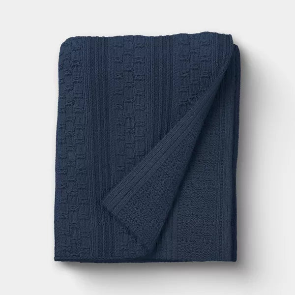 50"x60" Dimensional Knit Throw Blue