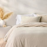 King Cream Heavyweight Linen Blend Duvet Cover