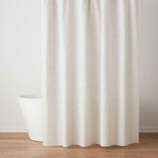 Woven Dot Line Shower Curtain Ivory/Black