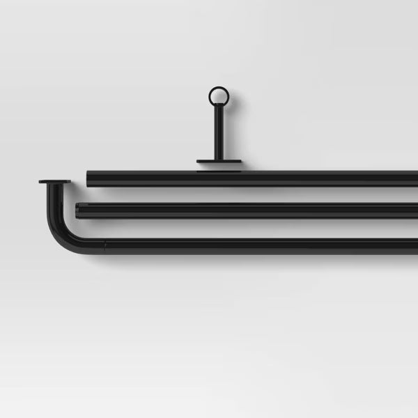 66"-120" Wraparound Blackout Curtain Rod Matte Black