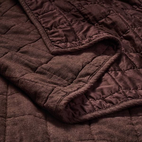 King Heavyweight Linen Blend Quilt Dark Fig