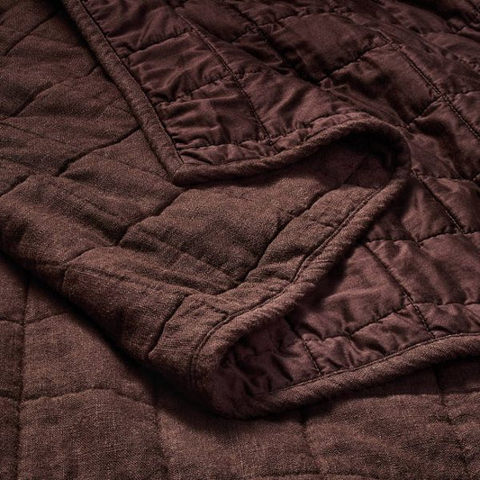 King Heavyweight Linen Blend Quilt Dark Fig