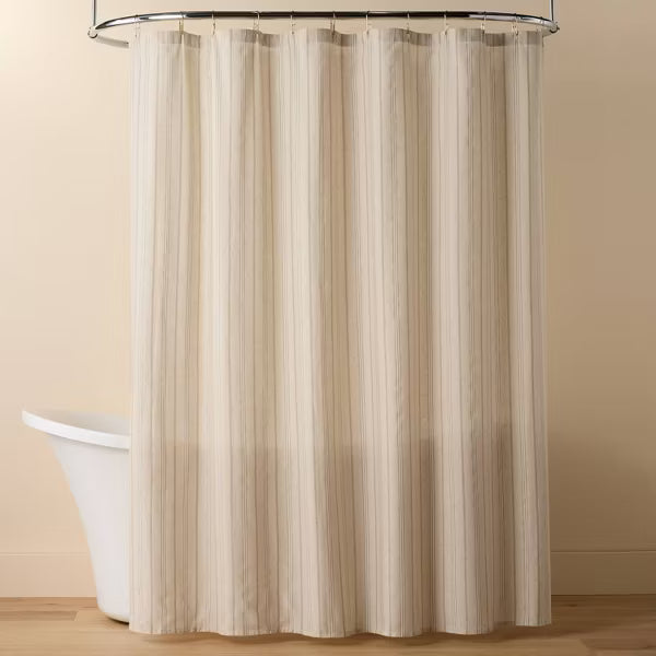 Vertical Striped Shower Curtain Green/Cream