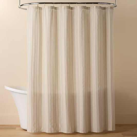 Vertical Striped Shower Curtain Green/Cream