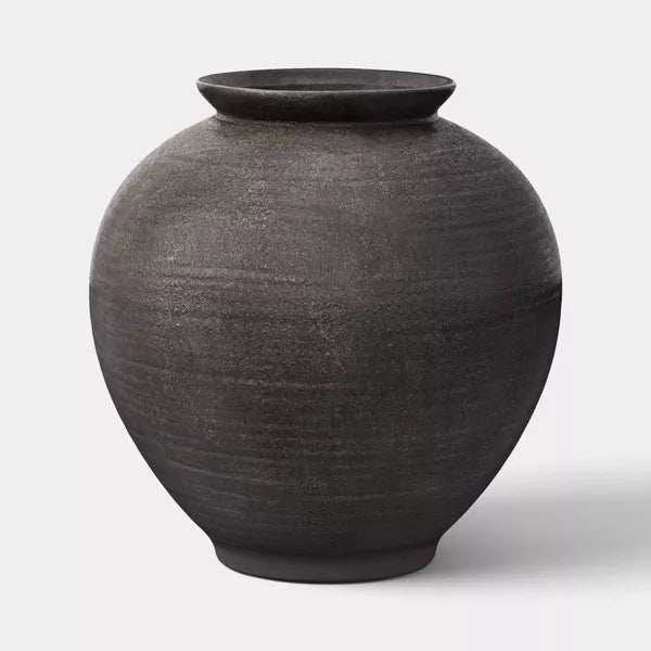 Large Black Rustic Ceramic Vase