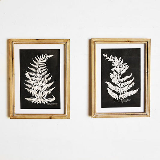 Fern Wall Art with Wood Frame - Set of 2