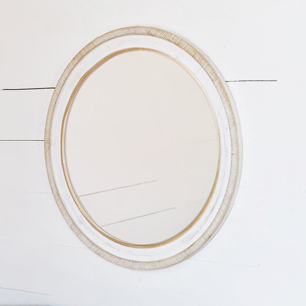 Round Wood Wall Mirror