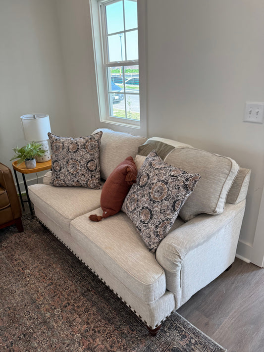 Light Stone Linen Hobnail Loveseat