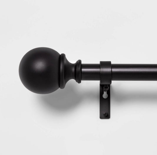 Ball Curtain Rod Matte Black - 66"-120