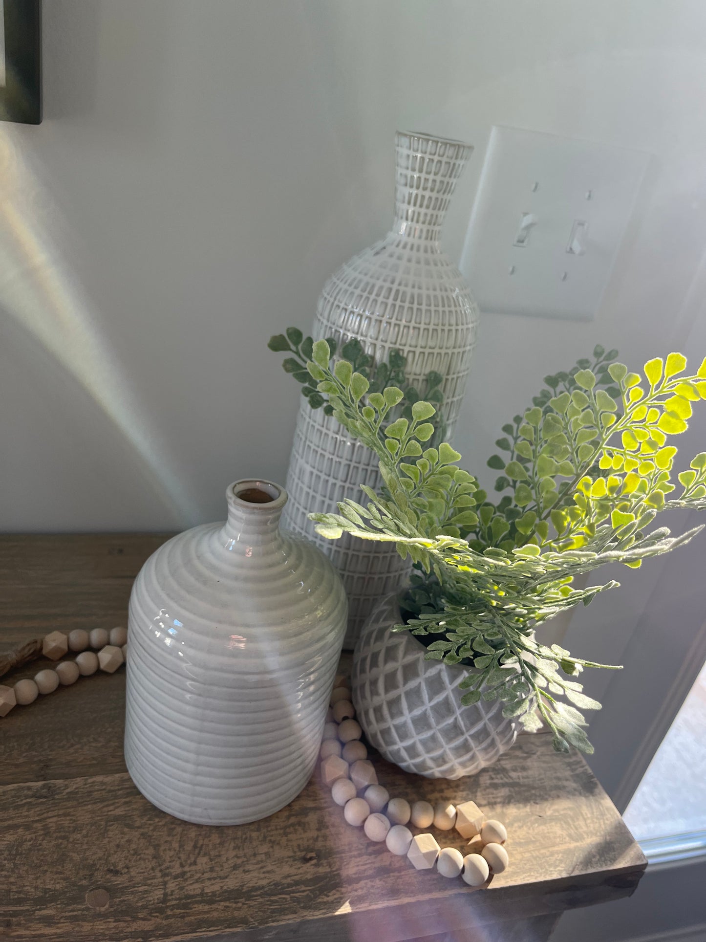 White Skinny Stripe Vase