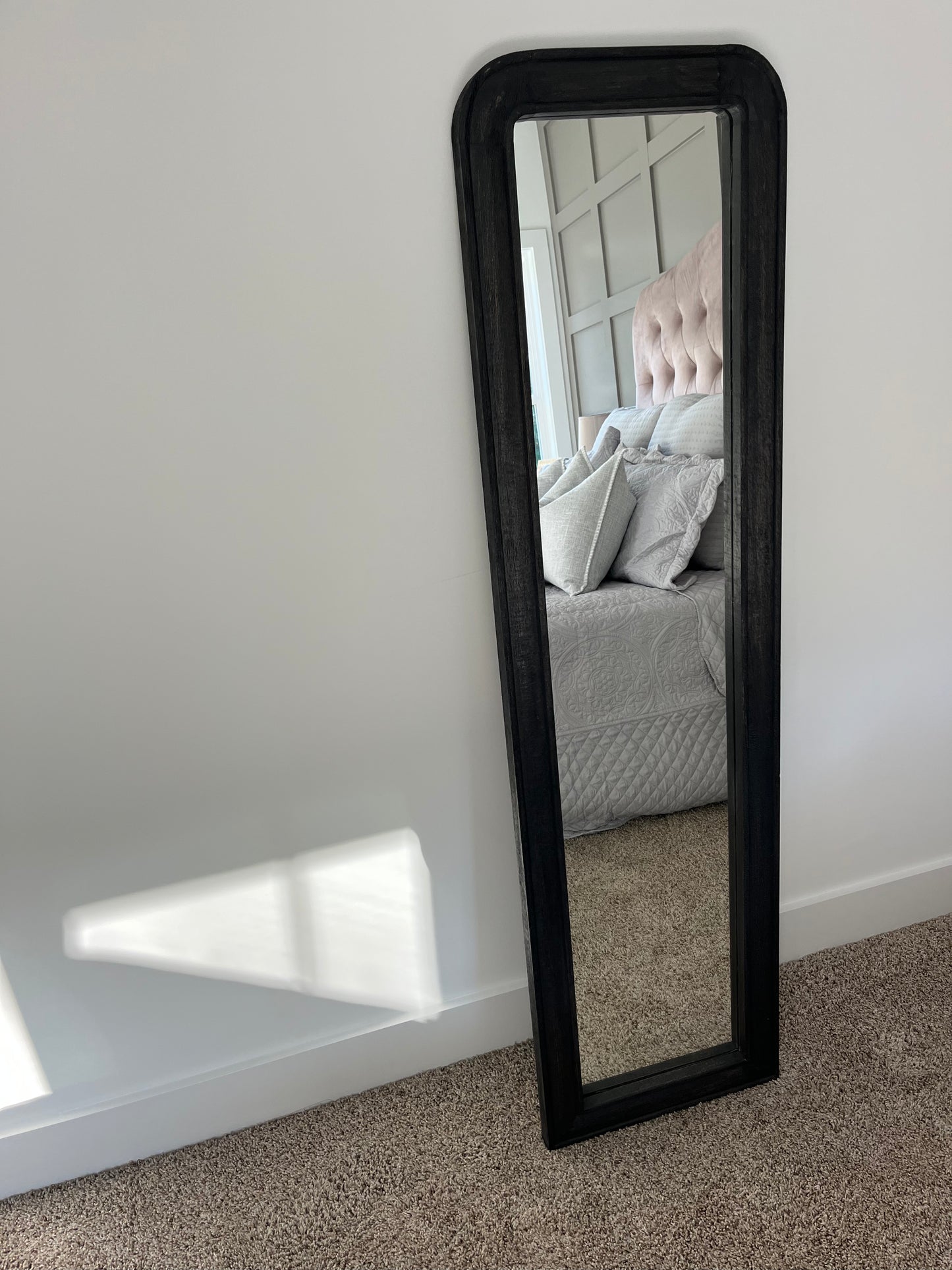 Black Wood Frame Rectangle Arch Mirror