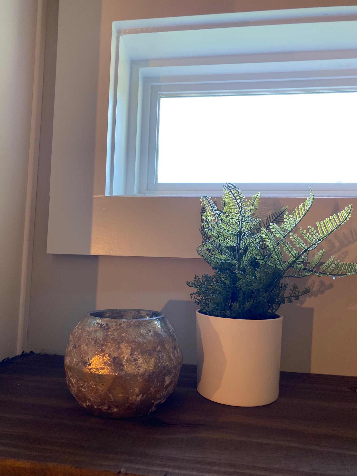 Small Faux Fern in White Pot