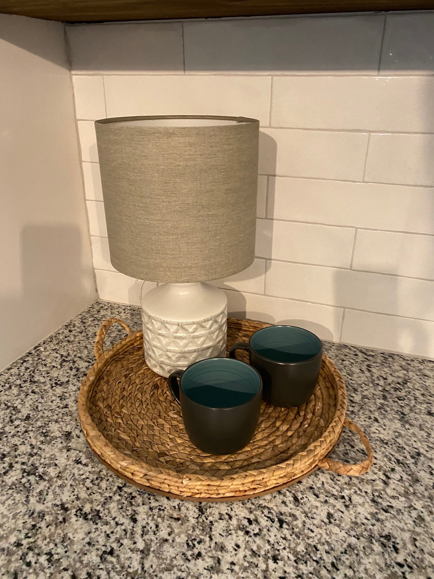 Mini White Lamp with Burlap Shade