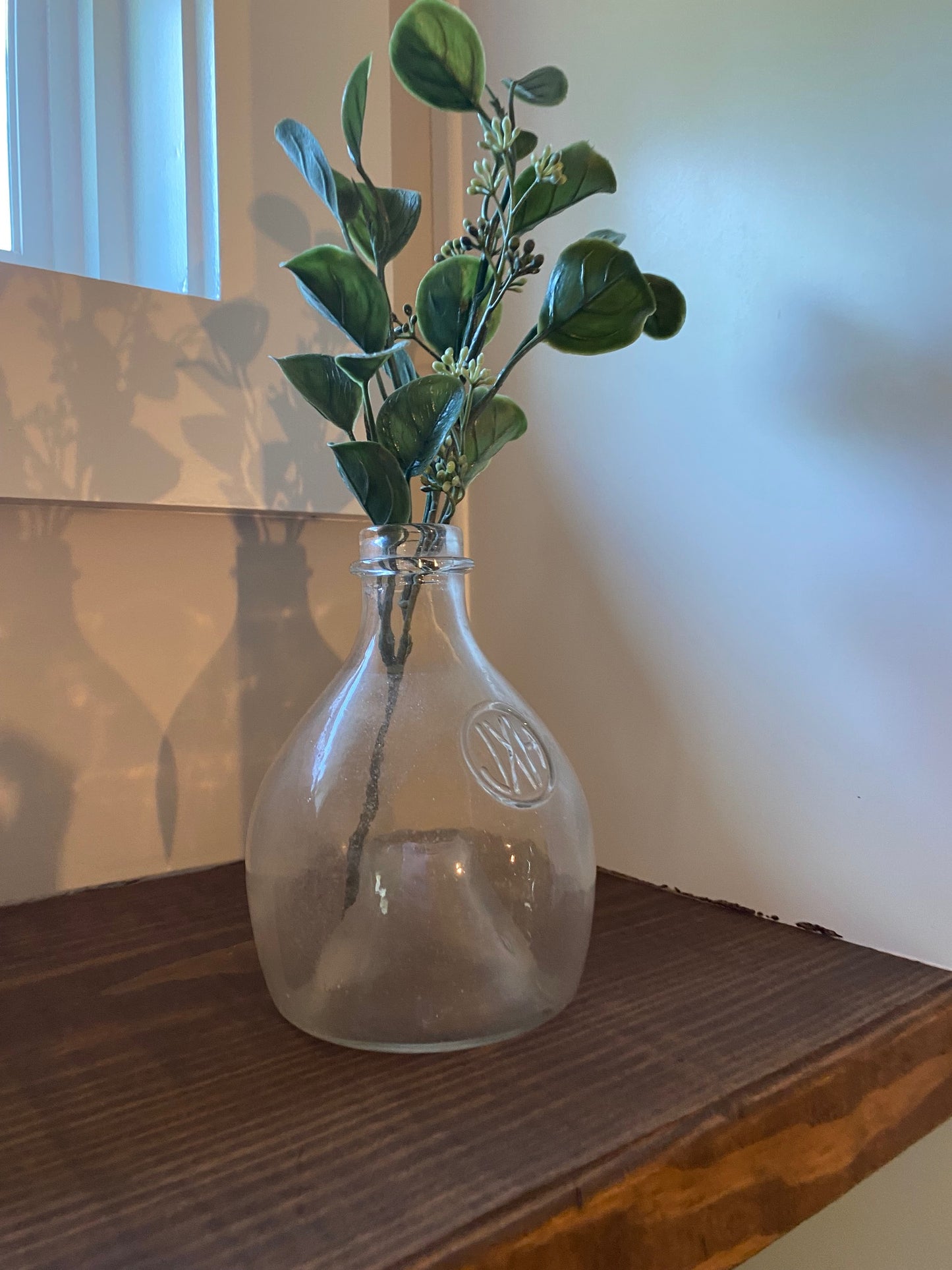 Clear Glass Jug with Greenery