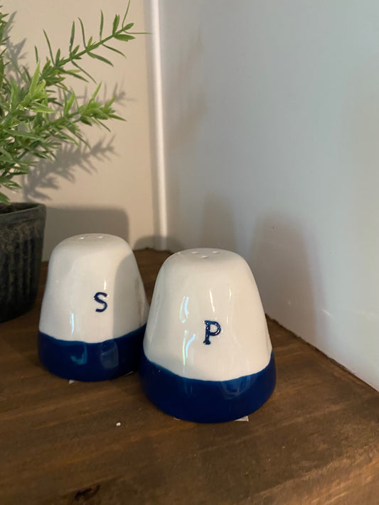 Blue and White Salt and Pepper Shakers